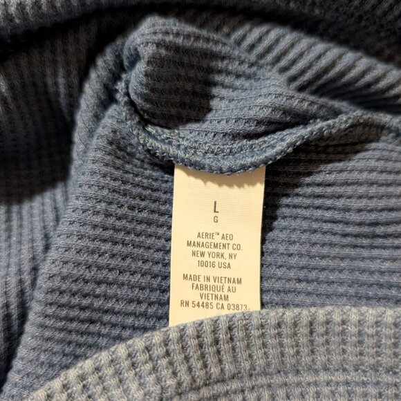 aerie waffle long sleeve t shirt blue size large - Picture 9 of 14